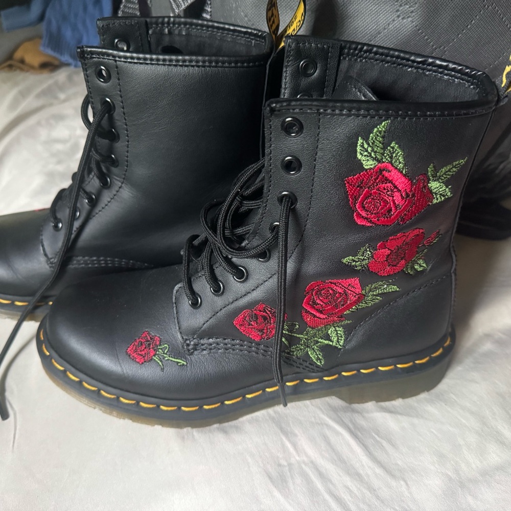 Dr.Marten’s 1460 Red Roses boots.